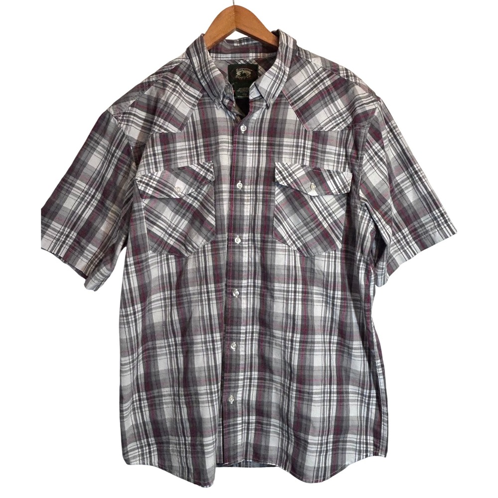 Men's Stillwater Supply Co. Short-Sleeved Plaid Button Down‎ Shirt 2XL